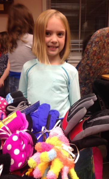 With Aliya's help last year, VHFA stuffed hundreds of mittens for donation.