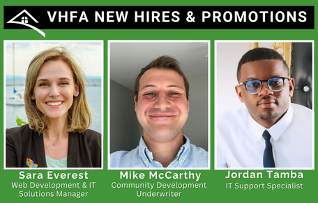 VHFA Staff Sara Everest, Mike McCarthy, and Jordan Tamba